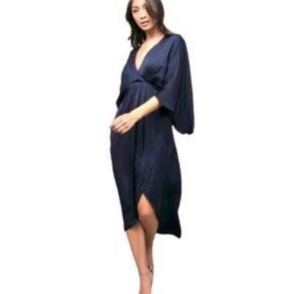 If By Sea Anthropologie Black Grecian Deep V Slit Dress Size XS
